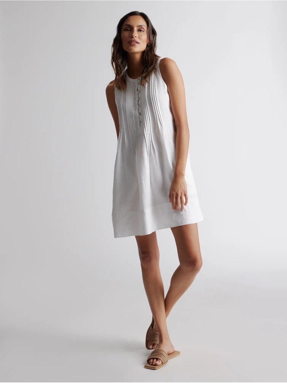 100% European Linen Sleeveless Swing Dress